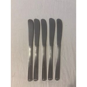 Unbranded Butter Knives Set of 5 Silver‎ Good Ribbed Triple Line Pattern Taiwan
